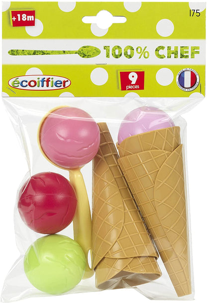 Ecoiffier Ice-Cream Cone Set with Accessories (Multi-Colour