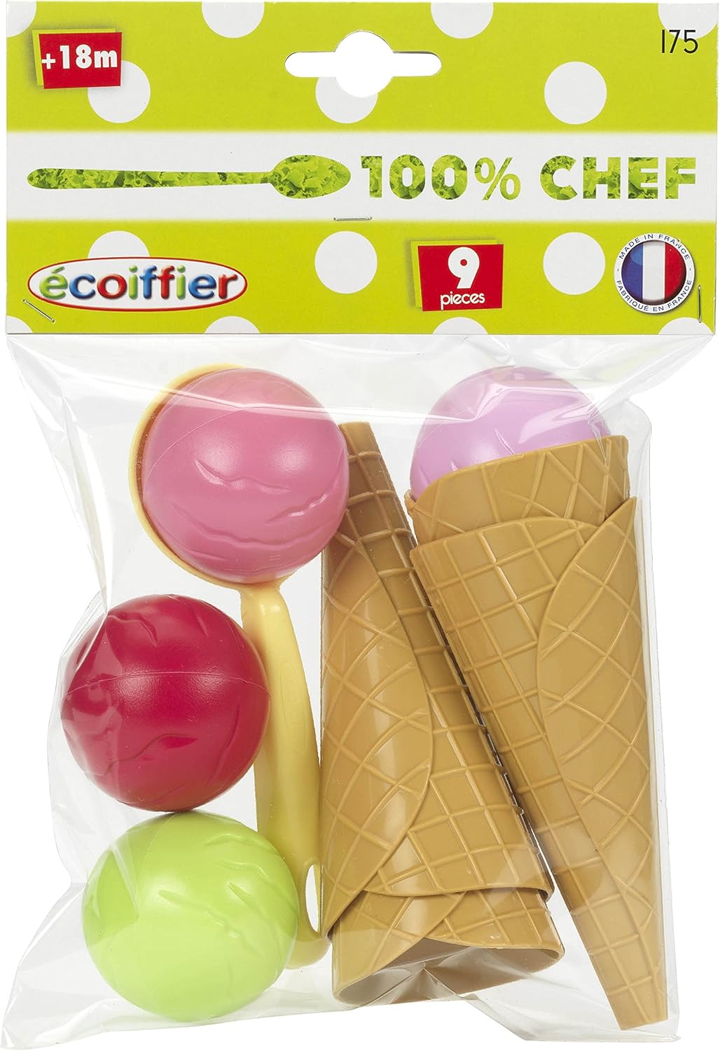 Ecoiffier Ice-Cream Cone Set with Accessories (Multi-Colour