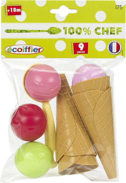 Ecoiffier Ice-Cream Cone Set with Accessories (Multi-Colour