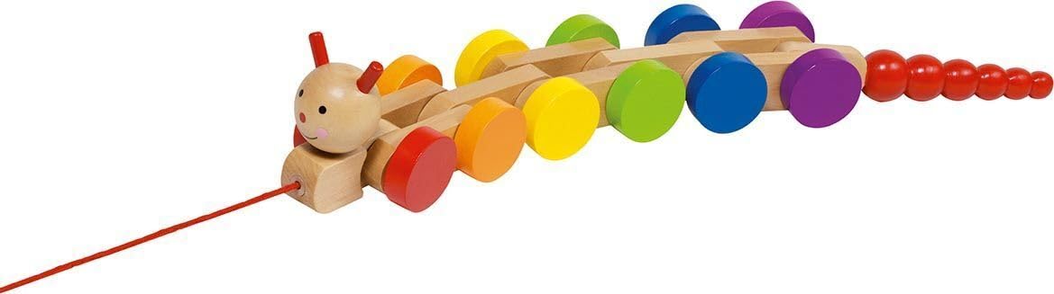 Goki 54960 Caterpillar Nila, Pull-Along Animal, Multicolor
