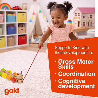 Goki 54960 Caterpillar Nila, Pull-Along Animal, Multicolor