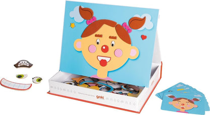 goki- Juego de imánes „Caras Divertidas“ niña, Multicolor, Small (58492