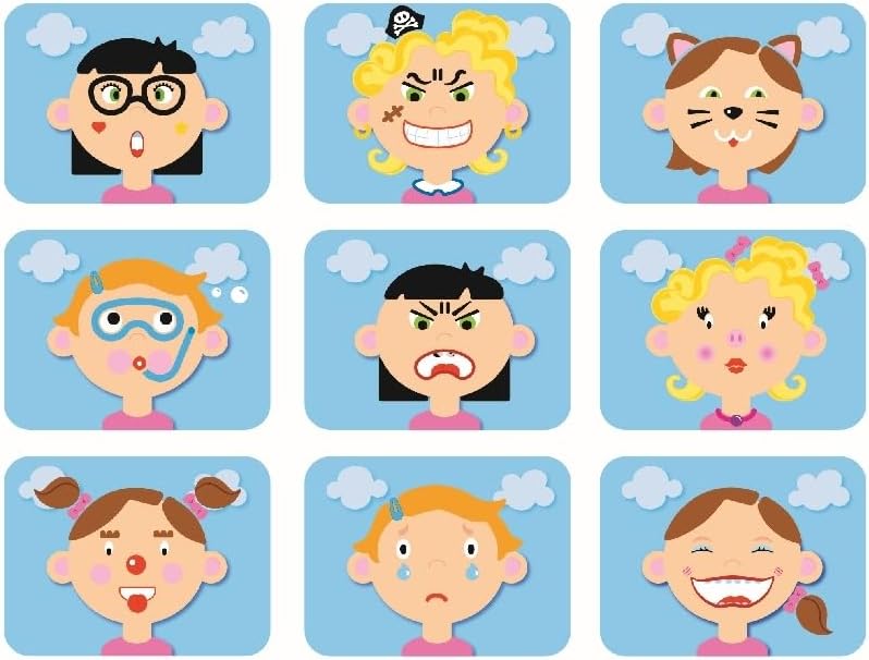 goki- Juego de imánes „Caras Divertidas“ niña, Multicolor, Small (58492