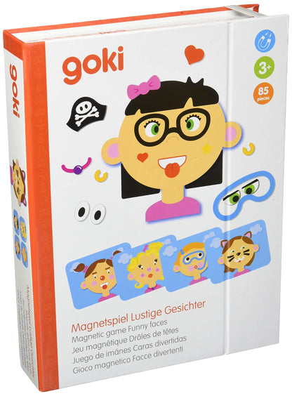 goki- Juego de imánes „Caras Divertidas“ niña, Multicolor, Small (58492