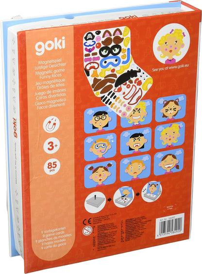 goki- Juego de imánes „Caras Divertidas“ niña, Multicolor, Small (58492