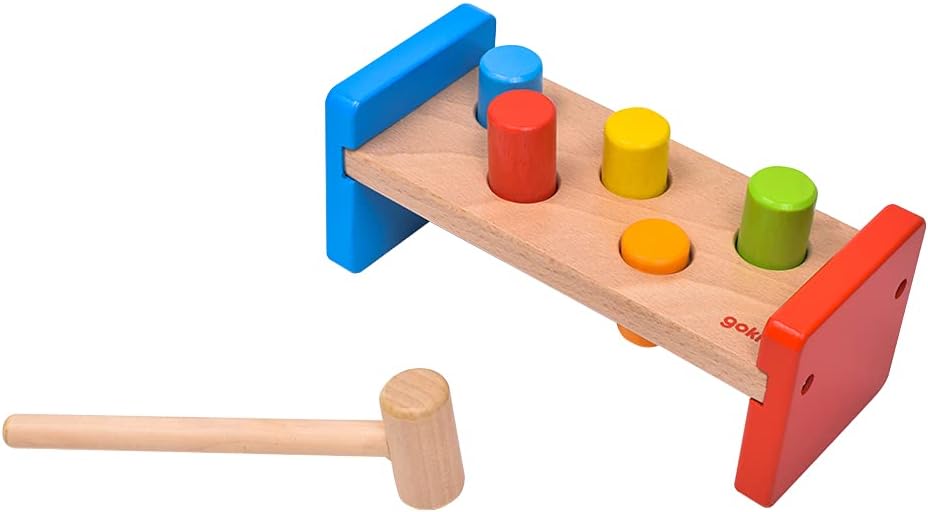 Goki- Puzzles de maderaPuzzles de maderaGOKIBanco de Martillo, Basic, Multicolor, Medium (Gollnest & Kiesel 58581.0