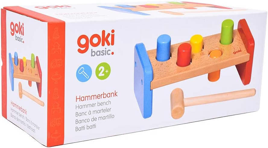 Goki- Puzzles de maderaPuzzles de maderaGOKIBanco de Martillo, Basic, Multicolor, Medium (Gollnest & Kiesel 58581.0