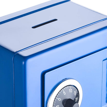 Kids Lockable Blue Metal Combination Money Bank Safe 13 x 13cm