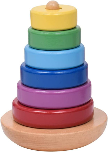Goki- Puzzles de maderaPuzzles de maderaGOKITorre de apilar, Multicolor, Mediana (58925.0
