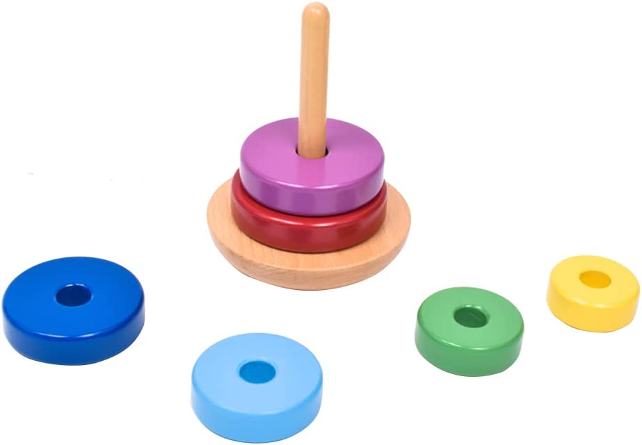 Goki- Puzzles de maderaPuzzles de maderaGOKITorre de apilar, Multicolor, Mediana (58925.0