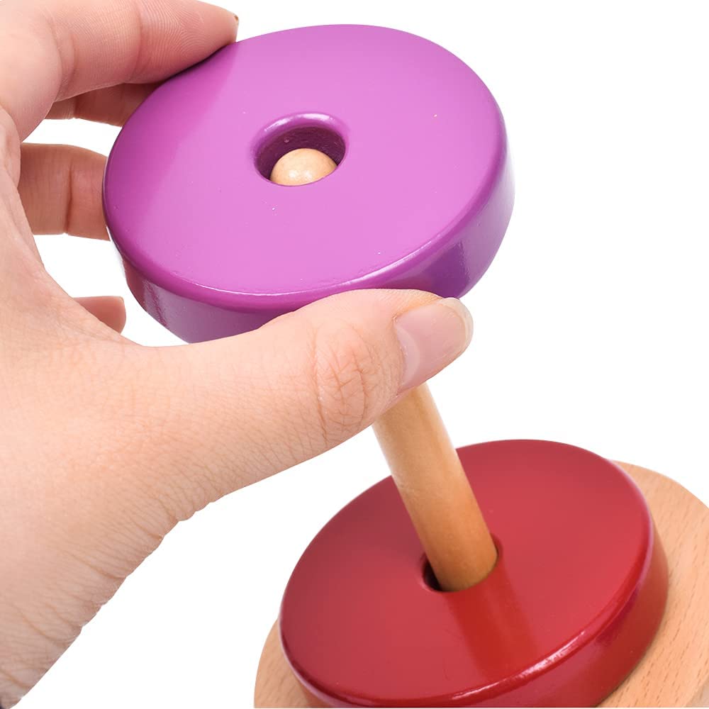 Goki- Puzzles de maderaPuzzles de maderaGOKITorre de apilar, Multicolor, Mediana (58925.0