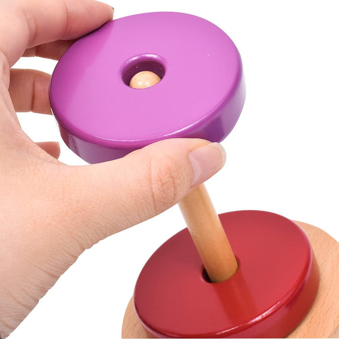 Goki- Puzzles de maderaPuzzles de maderaGOKITorre de apilar, Multicolor, Mediana (58925.0