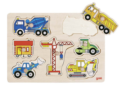 Goki- Encaje, vehículos de construcción, Multicolor (57593