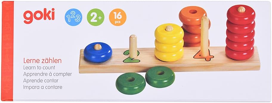 Goki- Puzzles de maderaPuzzles de maderaGOKIAprende a Contar con Anillos, Multicolor, Small (Gollnest & Kiesel 58941.0