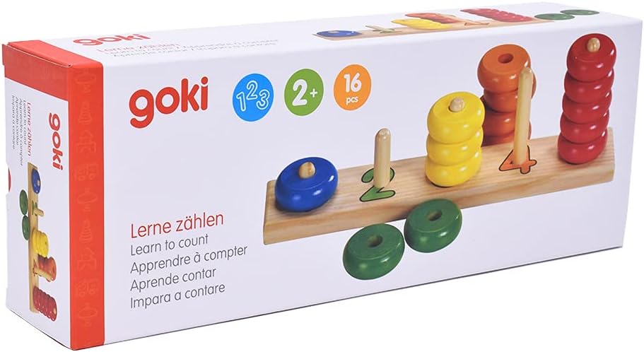 Goki- Puzzles de maderaPuzzles de maderaGOKIAprende a Contar con Anillos, Multicolor, Small (Gollnest & Kiesel 58941.0