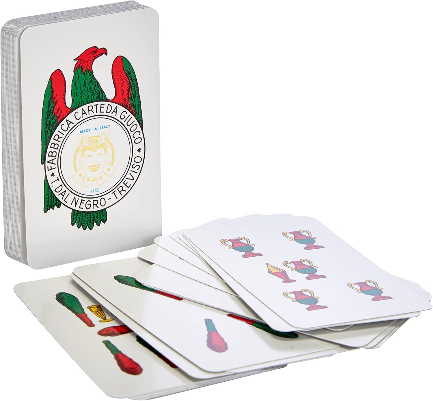 Dal - Deck of Sicilian Italy cards, consisting of 40 cards in cardboard, ideal for playing broom and trump.,Red
