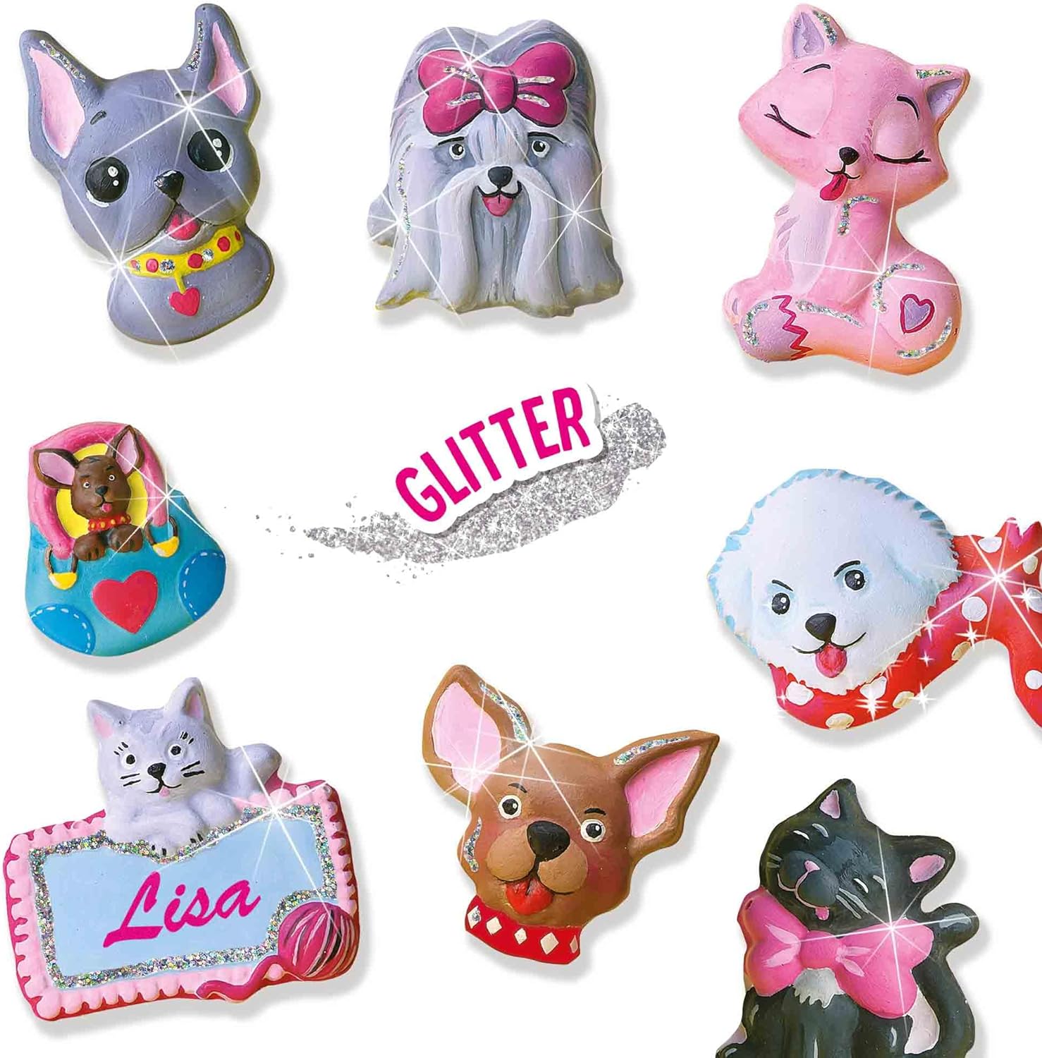 SES Creative 01154 Bastelset für Kinder, Gips Gießen Bastelset, Hunde und Katzen Figuren