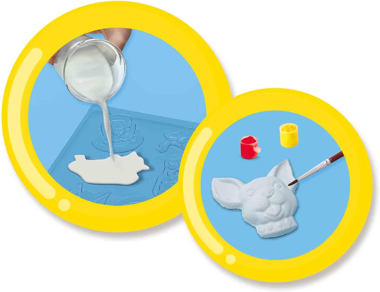 SES Creative 01154 Bastelset für Kinder, Gips Gießen Bastelset, Hunde und Katzen Figuren