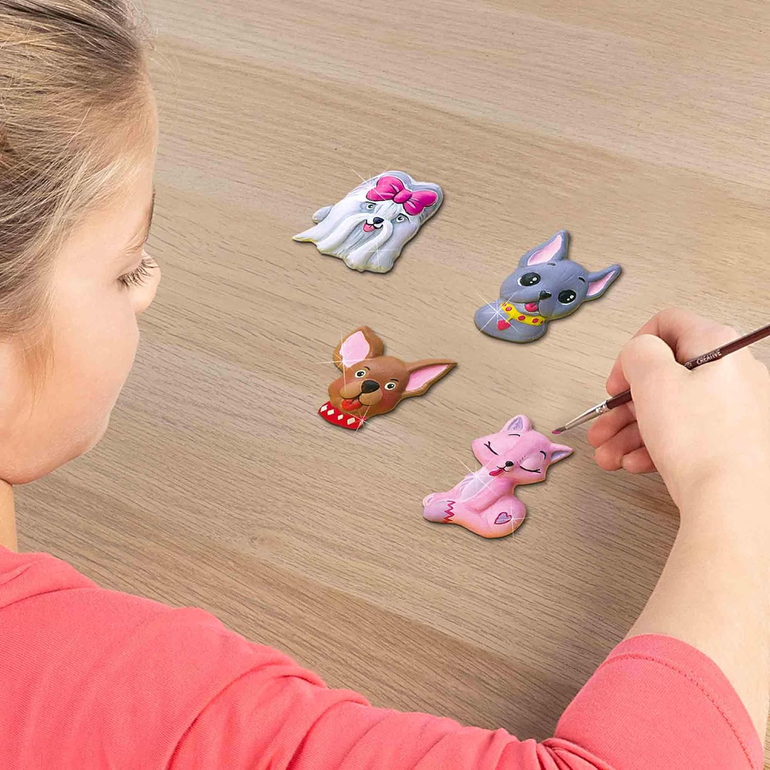 SES Creative 01154 Bastelset für Kinder, Gips Gießen Bastelset, Hunde und Katzen Figuren