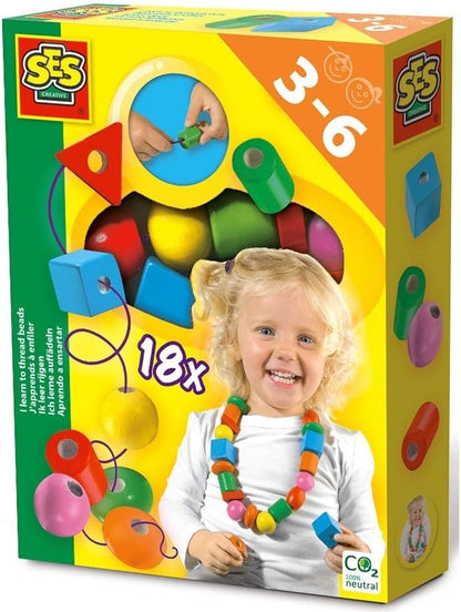 SES Creative 14808 Children's I Learn to Thread Beads, Blue I learn Thread Beads
