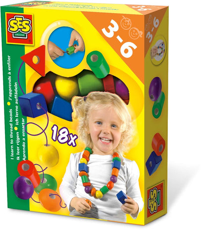 SES Creative 14808 Children's I Learn to Thread Beads, Blue I learn Thread Beads
