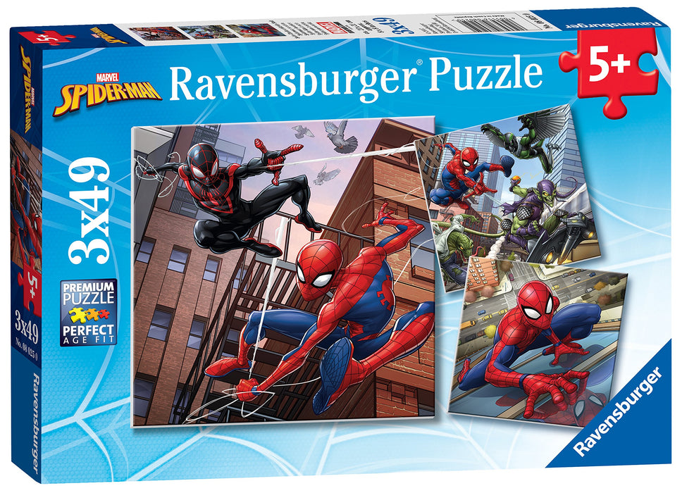 Ravensburger Marvel Spiderman Toys 3x 49 Piece Jigsaw Puzzles for Kids Age 5 Years Up - Gifts for Boys