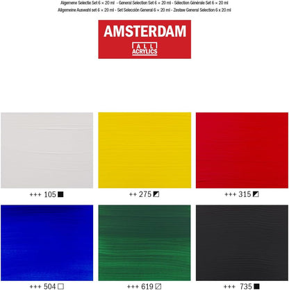 Amsterdam Standard Series Set de Pintura Acrílica para Novatos | Set de Mezcla de Colores (6 x 20 ml) | Colores Básicos