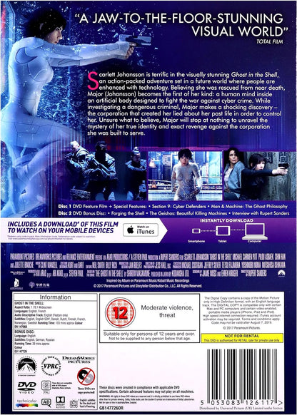 Ghost in the Shelll DvD (Uk Exclusive) Limited Edition Artwork includes Bonus Disc