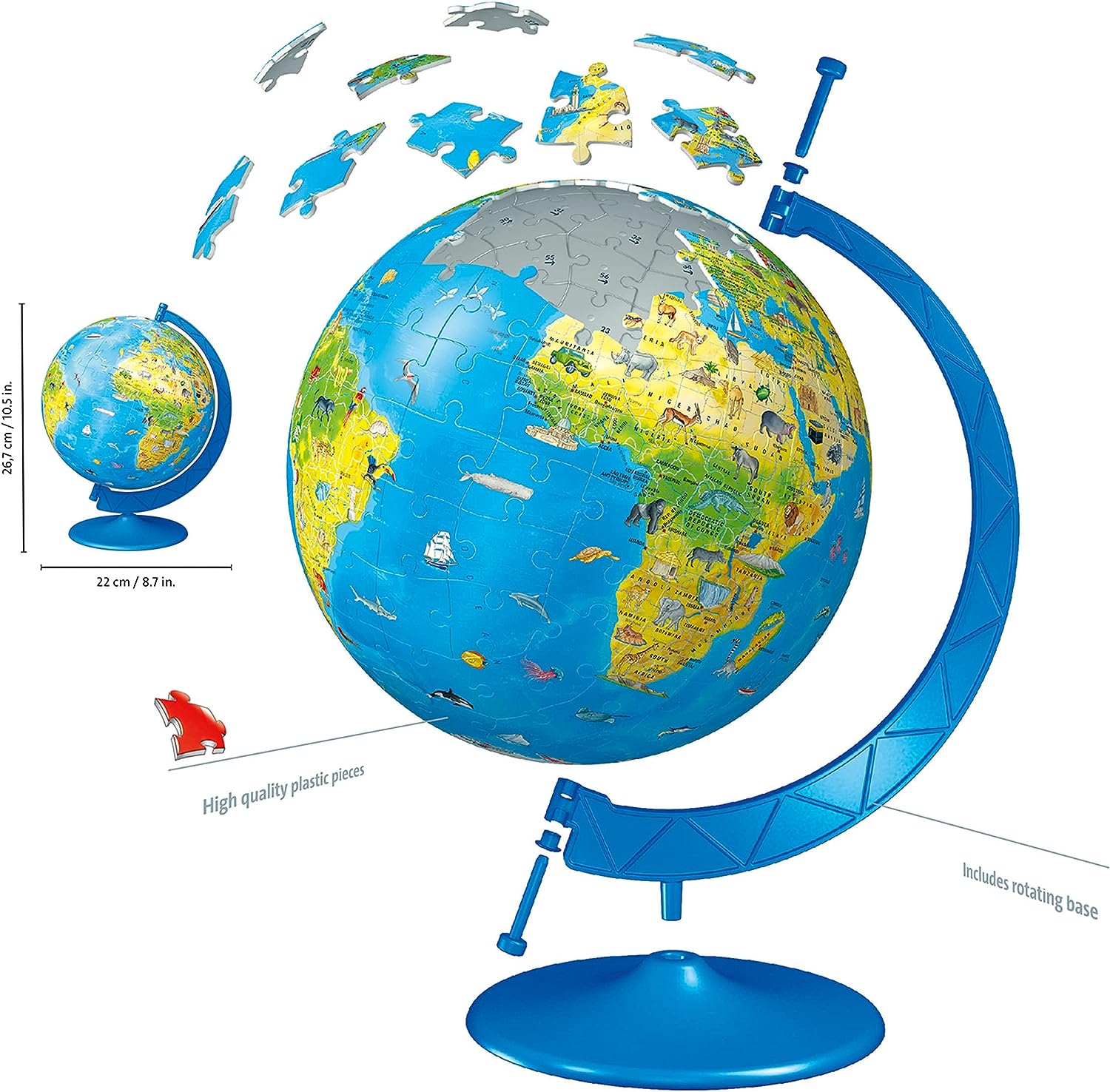 Ravensburger Children’s World Globe 3D Jigsaw Puzzle for Kids age 6 Years Up - 180 Pieces - No Glue Required