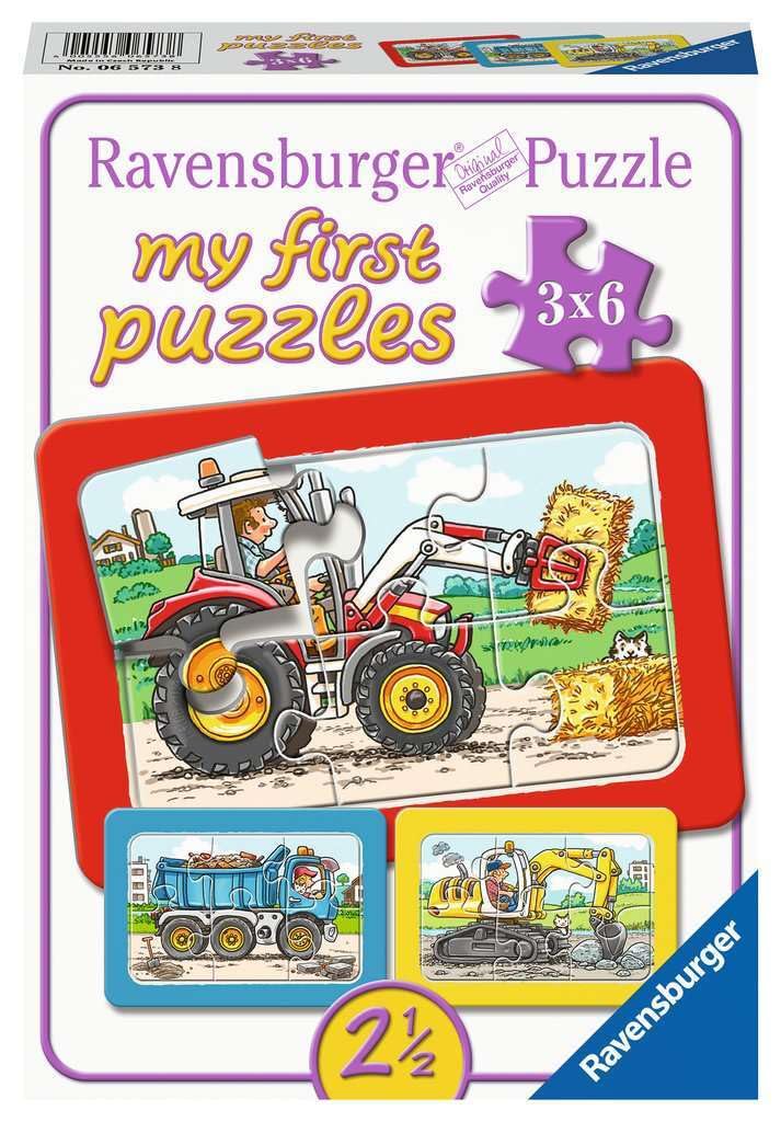Ravensburger Digger, Tractor, Dropside Jigsaw Puzzle (3 x 6 Piece
