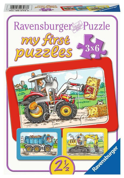 Ravensburger Digger, Tractor, Dropside Jigsaw Puzzle (3 x 6 Piece