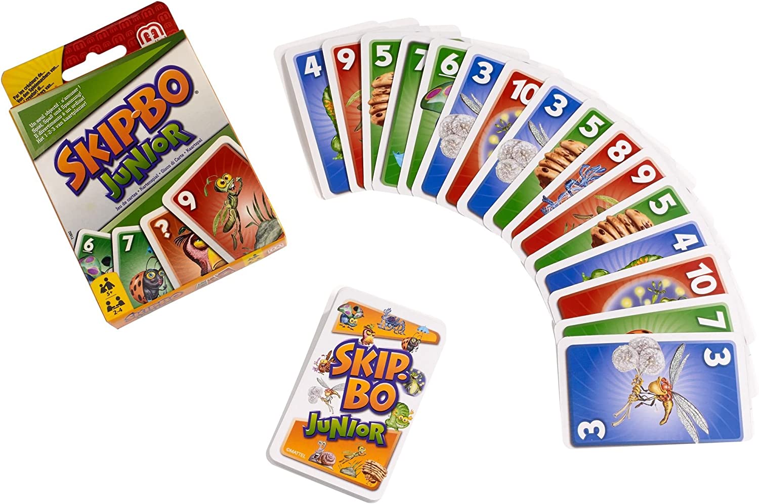 Mattel Games T1882 - Skip-Bo Junior Kartenspiel für Kinder, geeignet für 2 - 4 Spieler, Spieldauer ca. 30 Minuten, ab 5 Jahren, 1 Stück