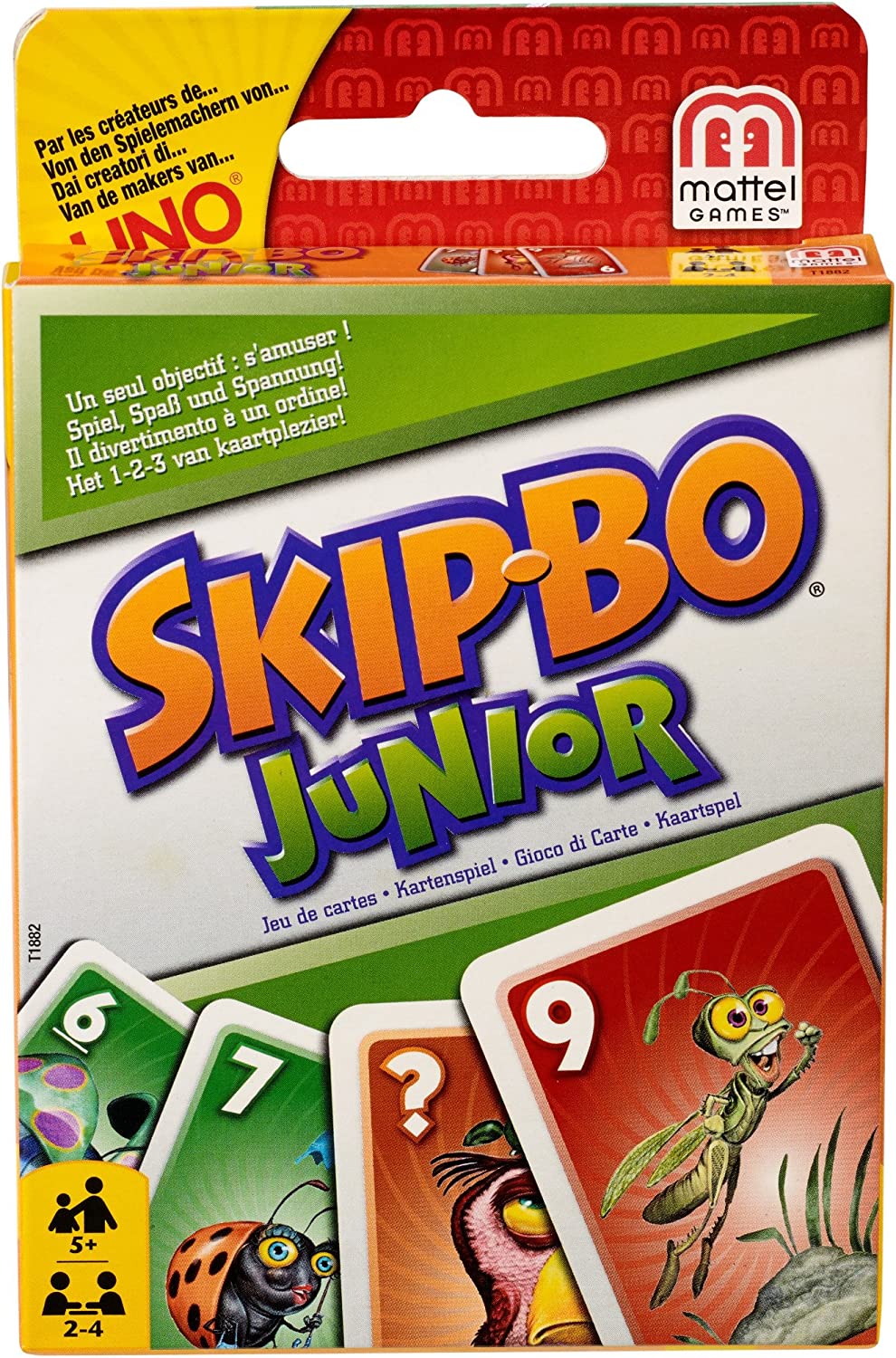 Mattel Games T1882 - Skip-Bo Junior Kartenspiel für Kinder, geeignet für 2 - 4 Spieler, Spieldauer ca. 30 Minuten, ab 5 Jahren, 1 Stück