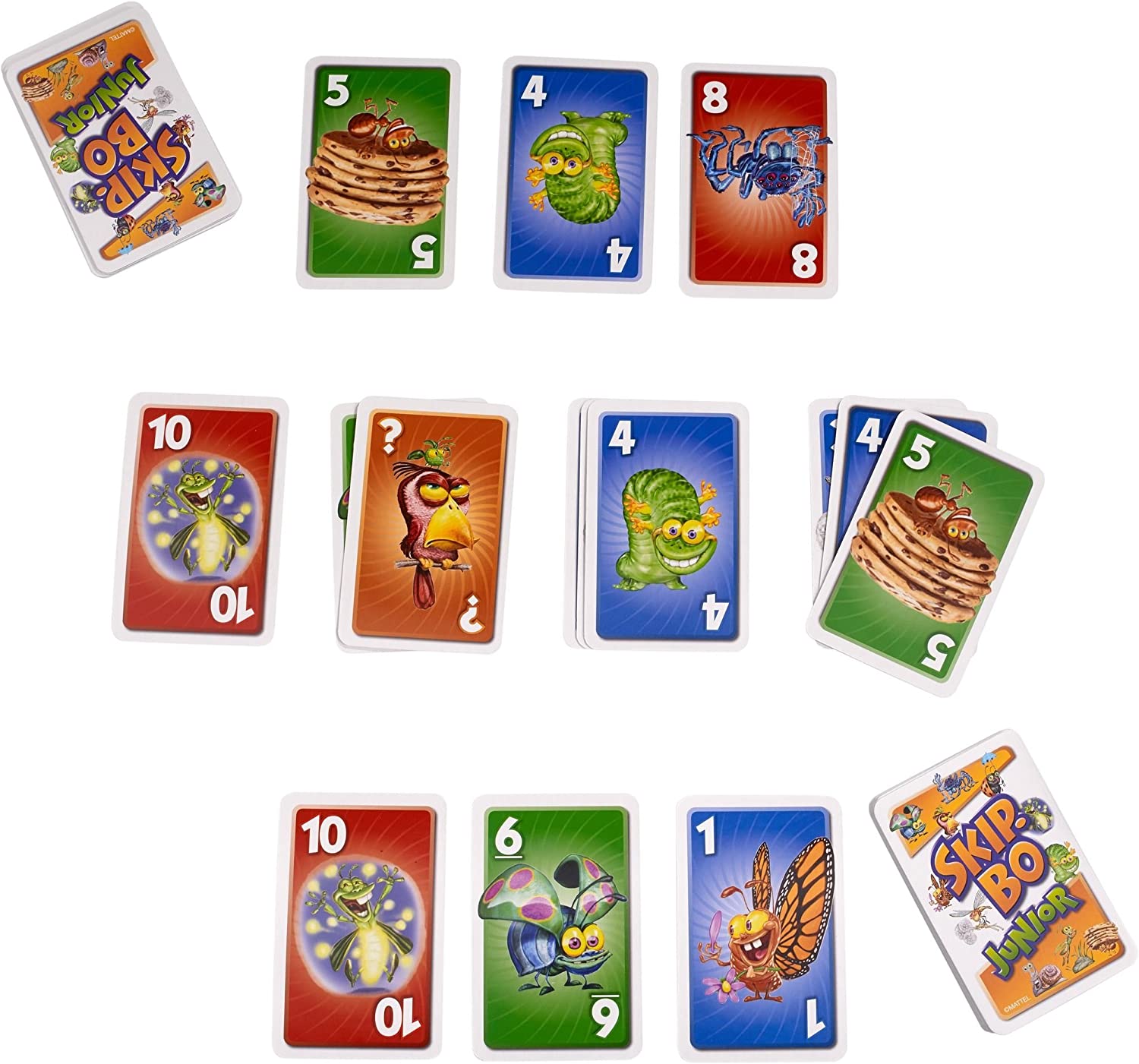 Mattel Games T1882 - Skip-Bo Junior Kartenspiel für Kinder, geeignet für 2 - 4 Spieler, Spieldauer ca. 30 Minuten, ab 5 Jahren, 1 Stück