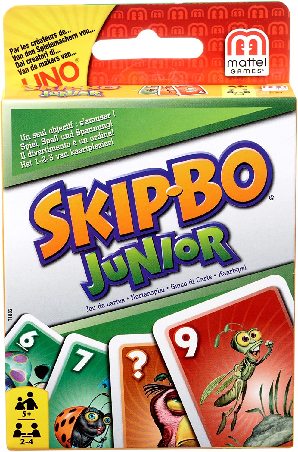 Mattel Games T1882 - Skip-Bo Junior Kartenspiel für Kinder, geeignet für 2 - 4 Spieler, Spieldauer ca. 30 Minuten, ab 5 Jahren, 1 Stück