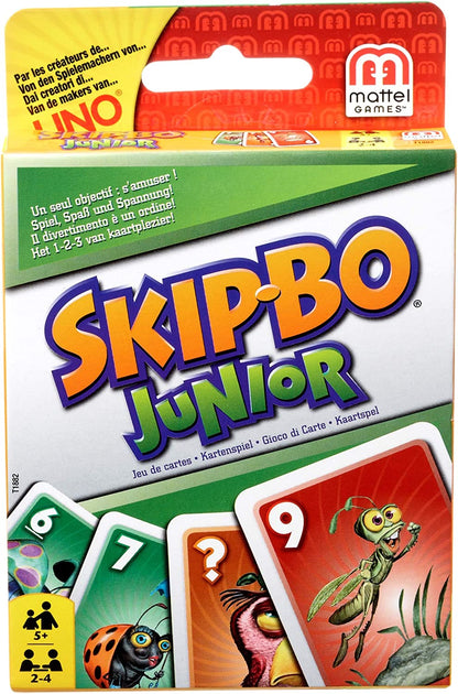 Mattel Games T1882 - Skip-Bo Junior Kartenspiel für Kinder, geeignet für 2 - 4 Spieler, Spieldauer ca. 30 Minuten, ab 5 Jahren, 1 Stück