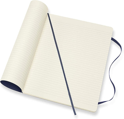 Moleskine Classic Notebook, Soft Cover, XL (7.5" x 9.5") Ruled/Lined, Sapphire Blue, 192 Pages