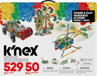 K'NEX | Power and Play Motorised Building Set | Educational Toys for Kids, 529 Piece Stem Learning Kit, Engineering for Kids, Fun and Building Construction Toys Ages 7+ | Basic Fun 23012 Without addit