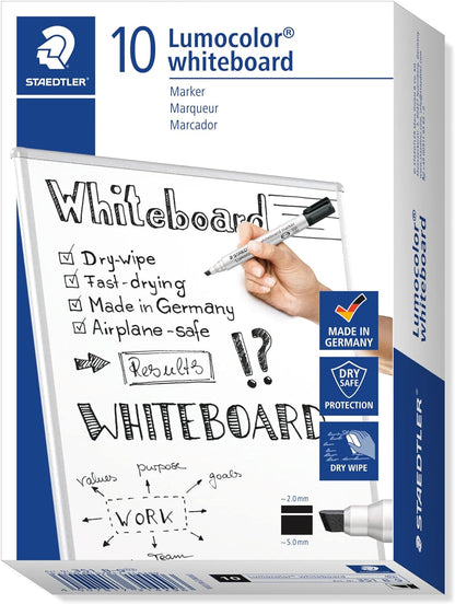 STAEDTLER 351 B-9 Lumocolor Whiteboard Marker Chisel Tip -Black (Box of 10