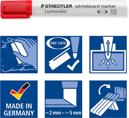 STAEDTLER 351 B-9 Lumocolor Whiteboard Marker Chisel Tip -Black (Box of 10