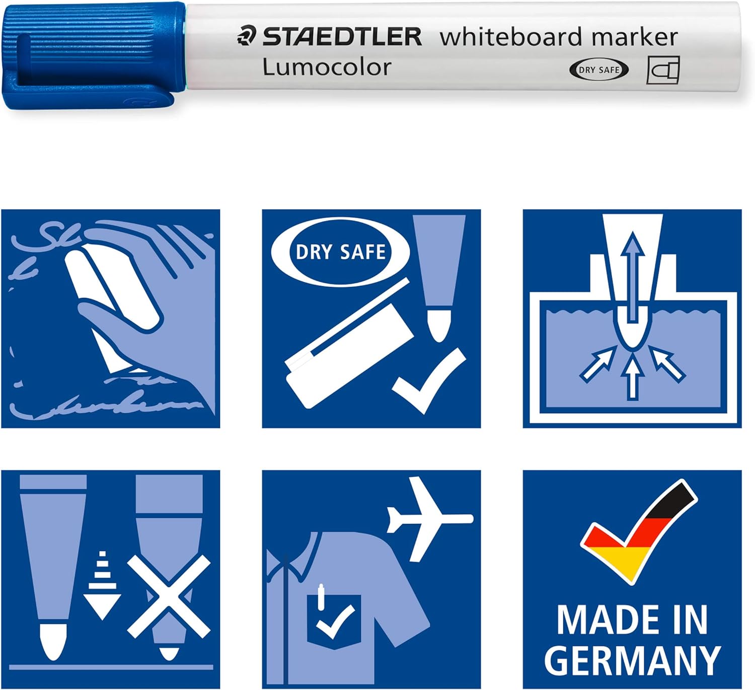 STAEDTLER 351-3 Lumocolor Whiteboard Marker Bullet Tip -Blue (Box of 10