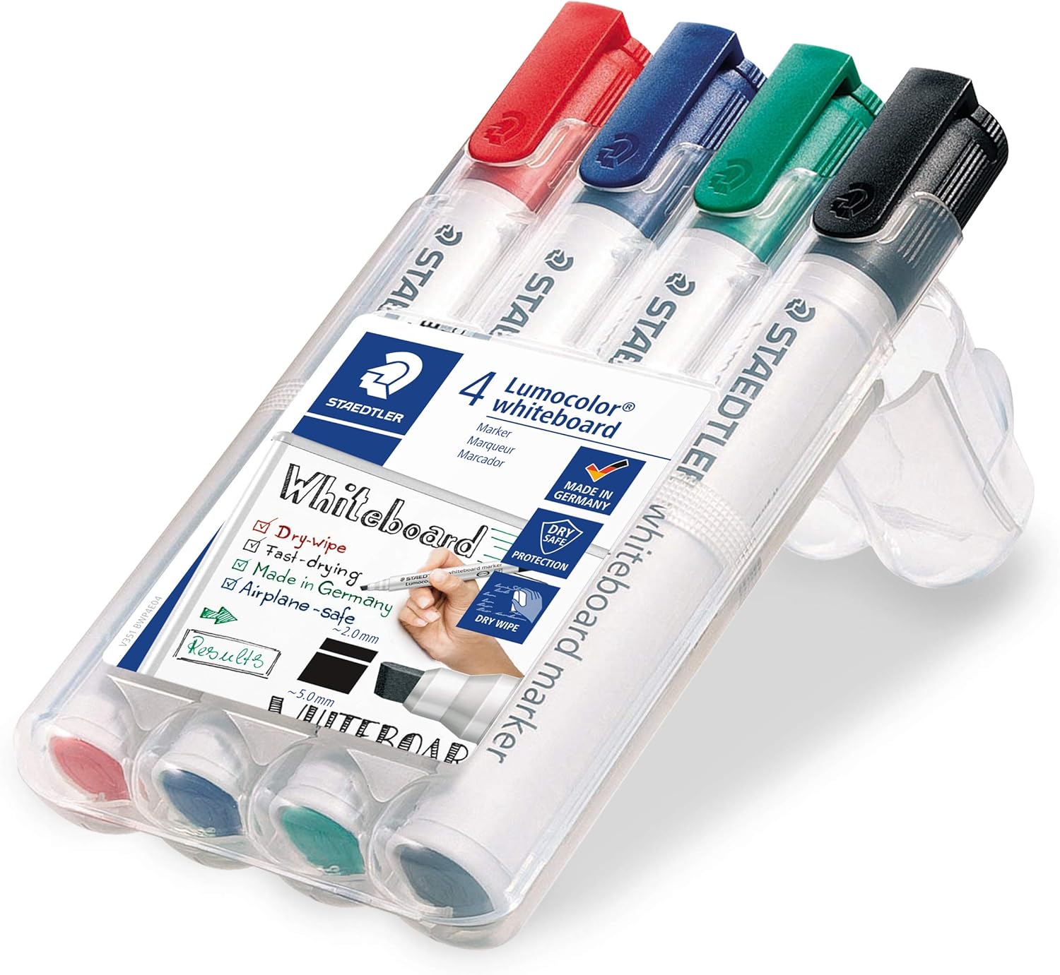 STAEDTLER 351 B WP4 Lumocolor Whiteboard Marker Chisel Tip - Assorted Colours (Pack of 4