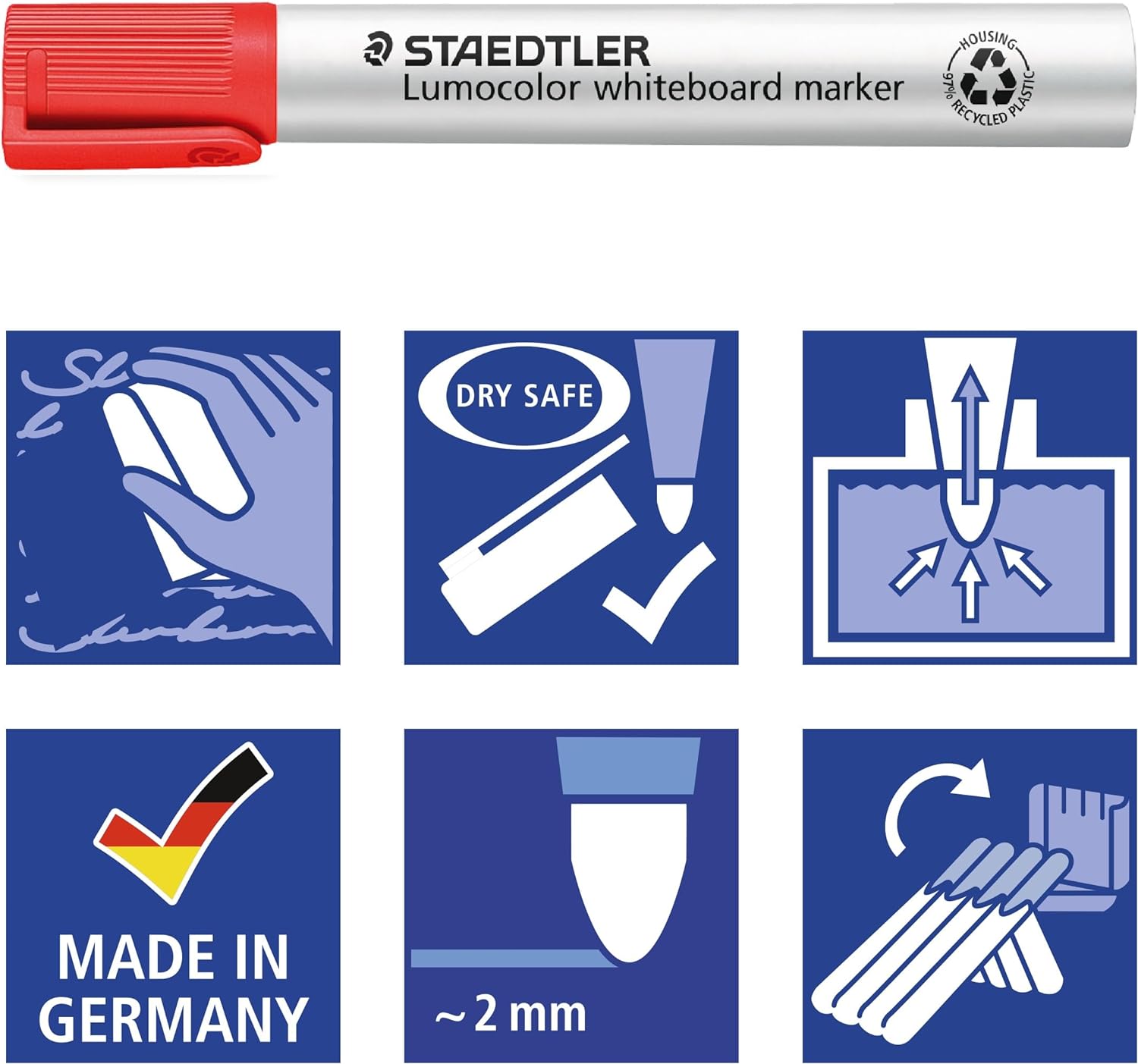 STAEDTLER 351 B WP4 Lumocolor Whiteboard Marker Chisel Tip - Assorted Colours (Pack of 4