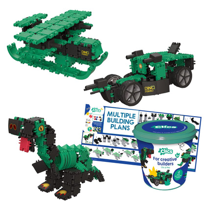 Clics Dino World construction toys for children from 3 years, creative educational toys in a 151 piece set, building blocks for girls and boys, Montessori STEM toys, durable toys