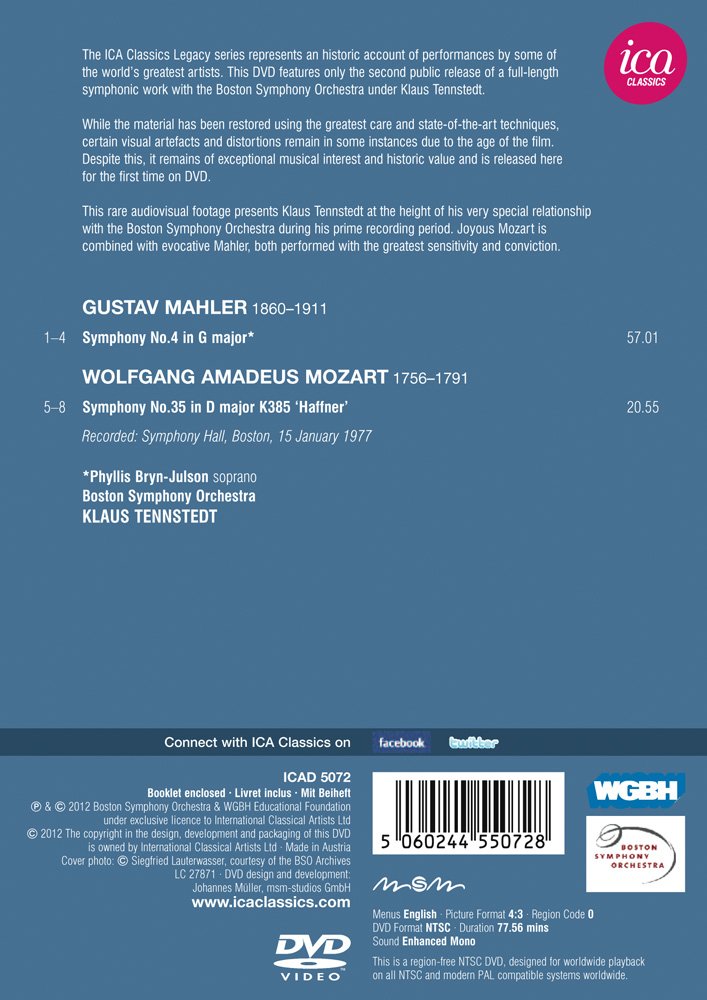Mahler/ Mozart: Tennstedt (Symphony No. 4/ 35) (ICA Classics: ICAD 5072)
