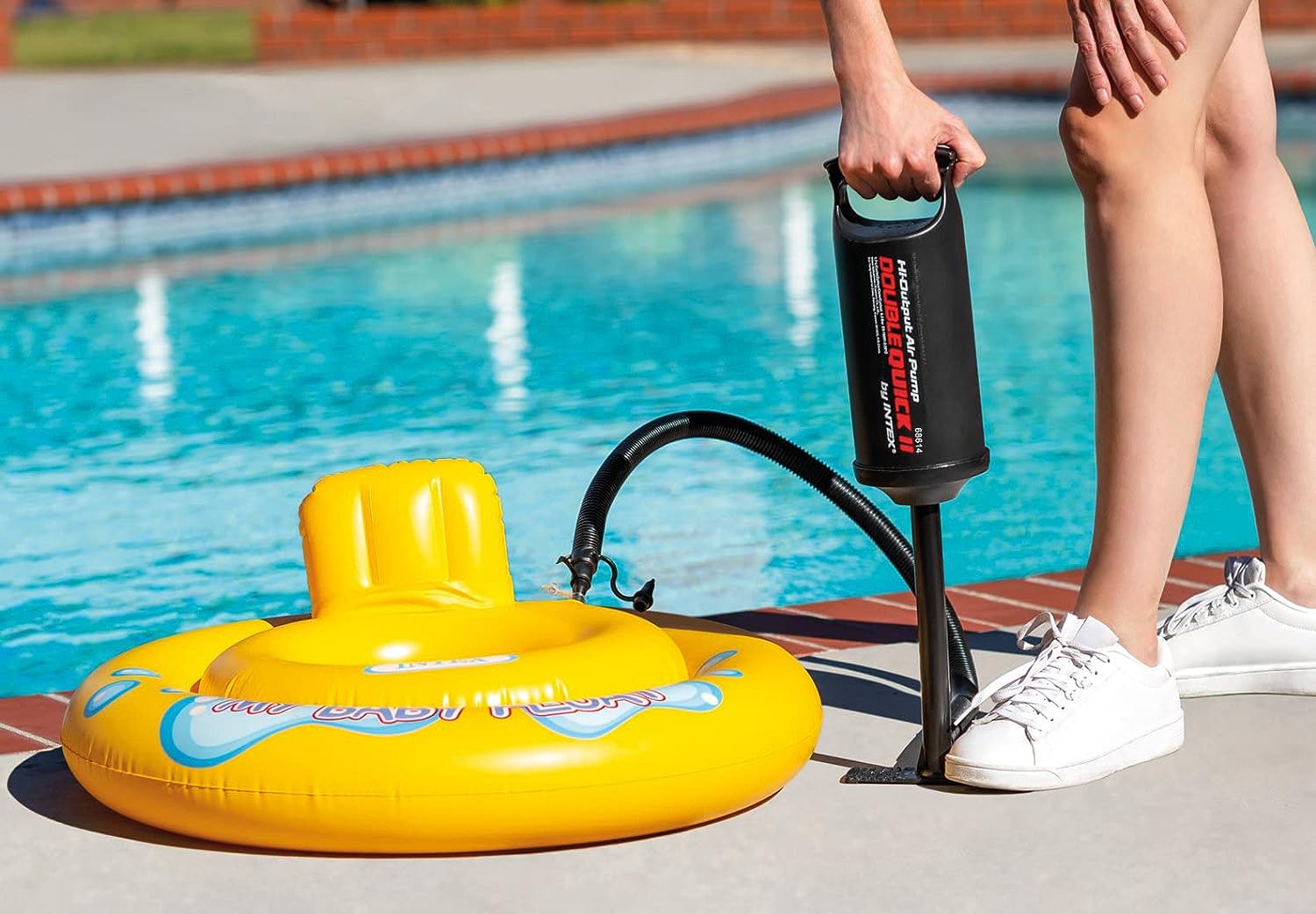 Intex 68614 - Hinchador de Mano/pie de Doble Velocidad, 36 cm