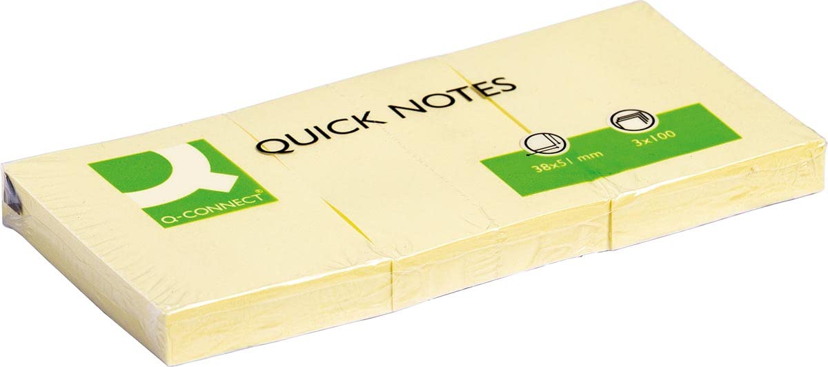 Q-Connect Quick Notes 38 x 51mm Yellow (12 Pack) KF10500