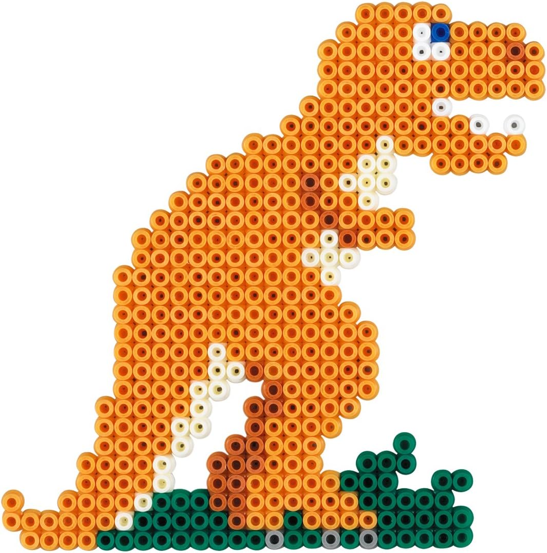 HAMA BEADS 10.3434 - Mosaicos con rejilla Dinosaurios, Incluye 2000 perlas