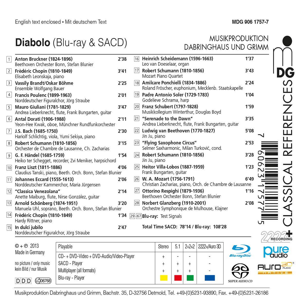 DIABOLO - 28 Classical Audiophile Examples + Test Signals