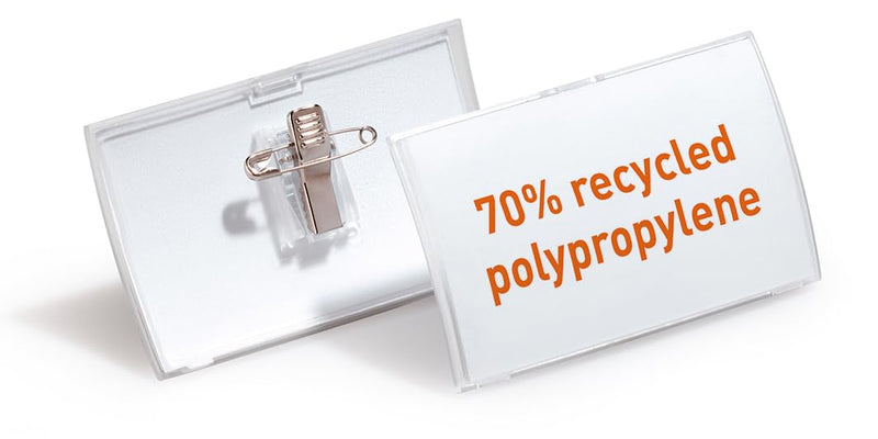 Durable Click Fold Name Badge 54 x 90 mm with Combi Clip Transparent | Pack of 25 | Ideal for Events and Visitor Management